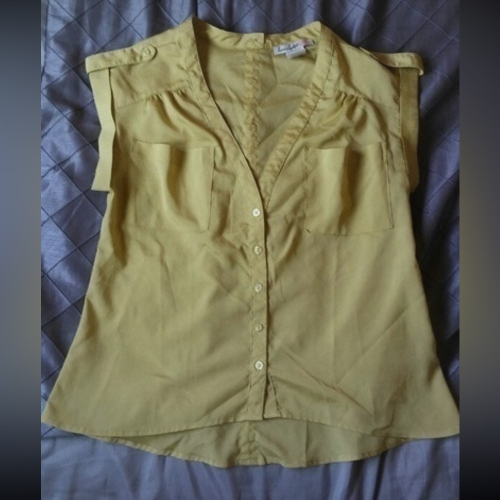 love, Fire Yellow Button-Up Blouse